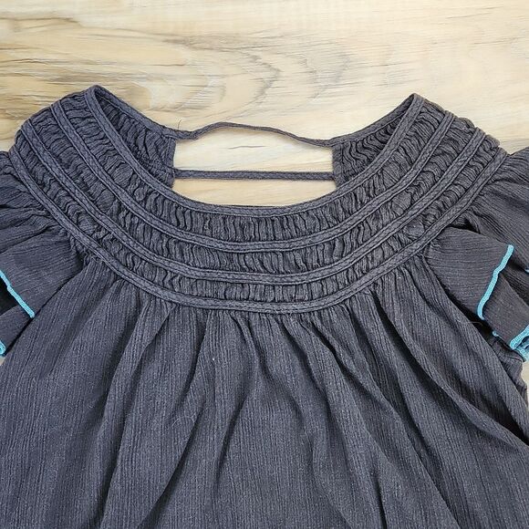 🍑Free People Gray Boho Top XSmall - Picture 3 of 11